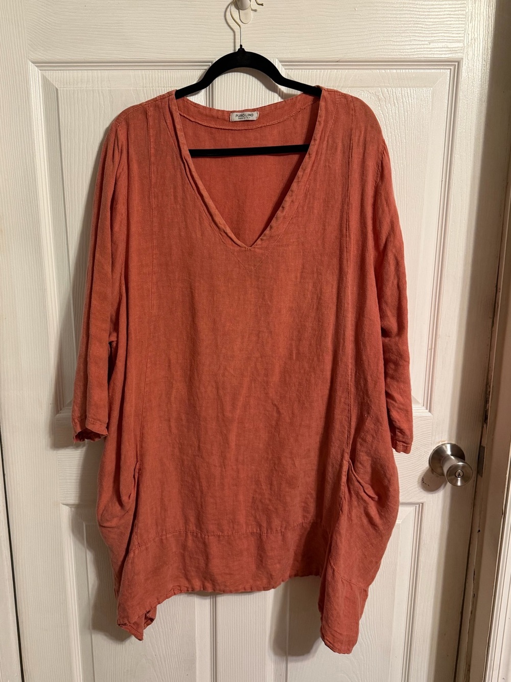Puro Lino Salmon Italian Linen Tunic Lagenlook European Summer Granola